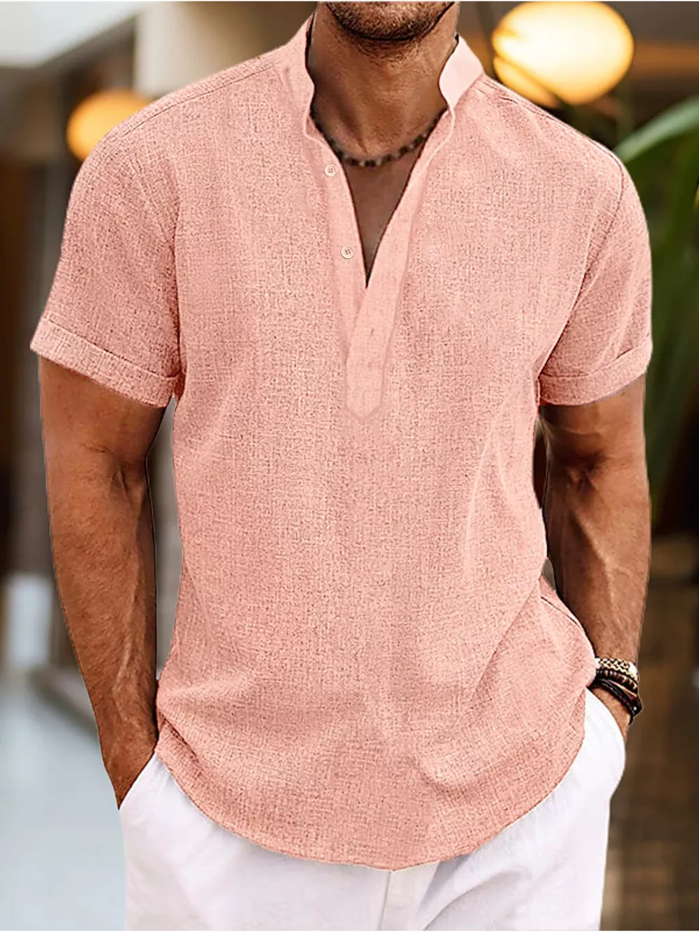 Men's Full Size Casual Short Sleeve Henley Shirt Plus Size, image 3