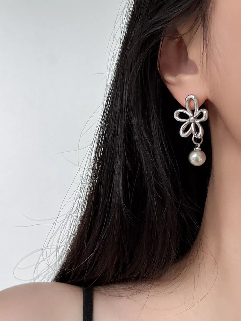 Flower Pearl Drop Earrings, image 4