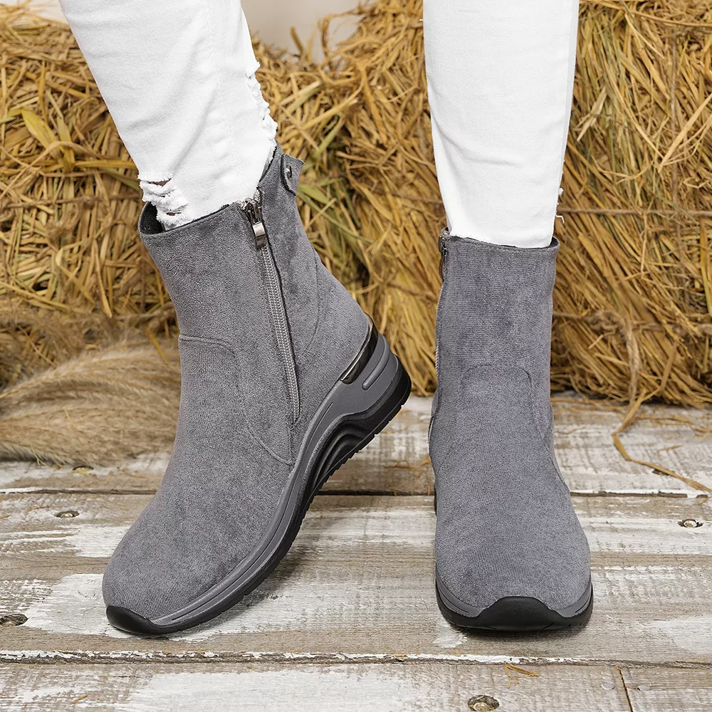 Suede Ankle Boots with Wedge Heel, image 12