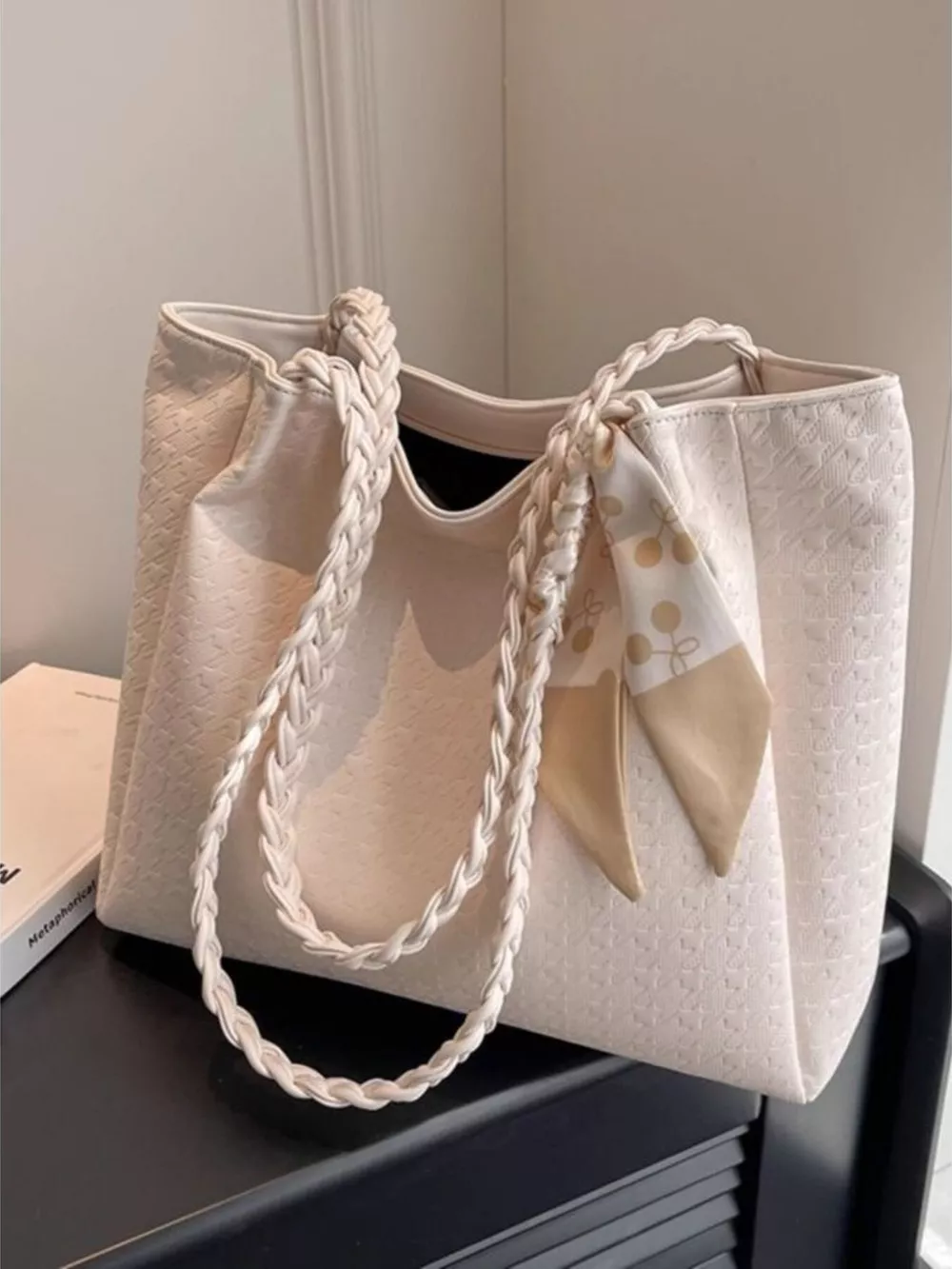 Braided Handle Tote Bag, image 7