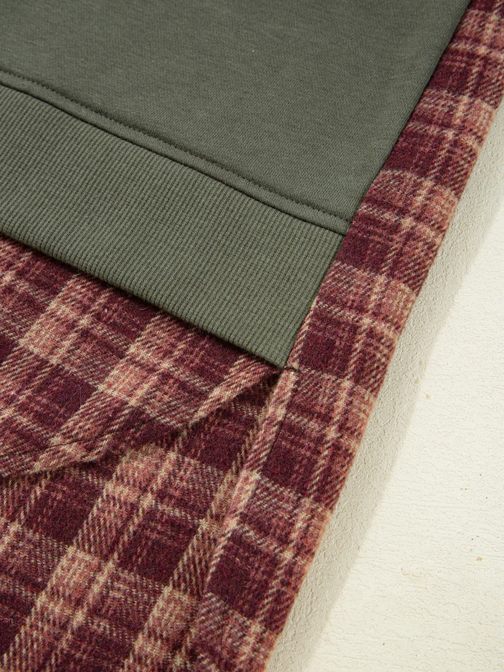 Plaid Patchwork Drop Shoulder Sweatshirt, image 4