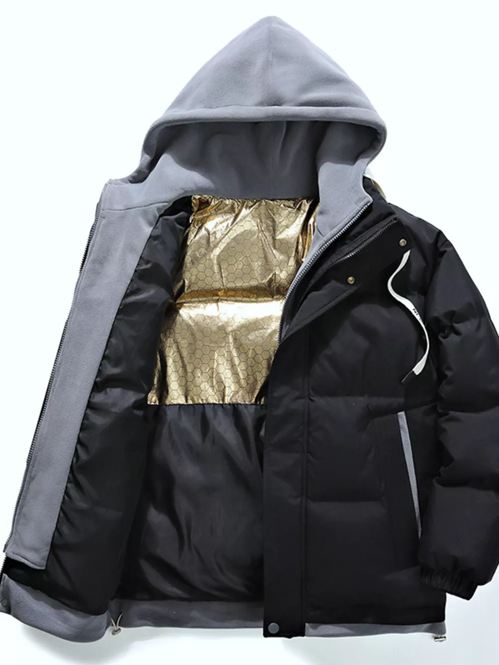 Men's Full Size Two-Tone Hooded Puffer Jacket Plus Size, image 8
