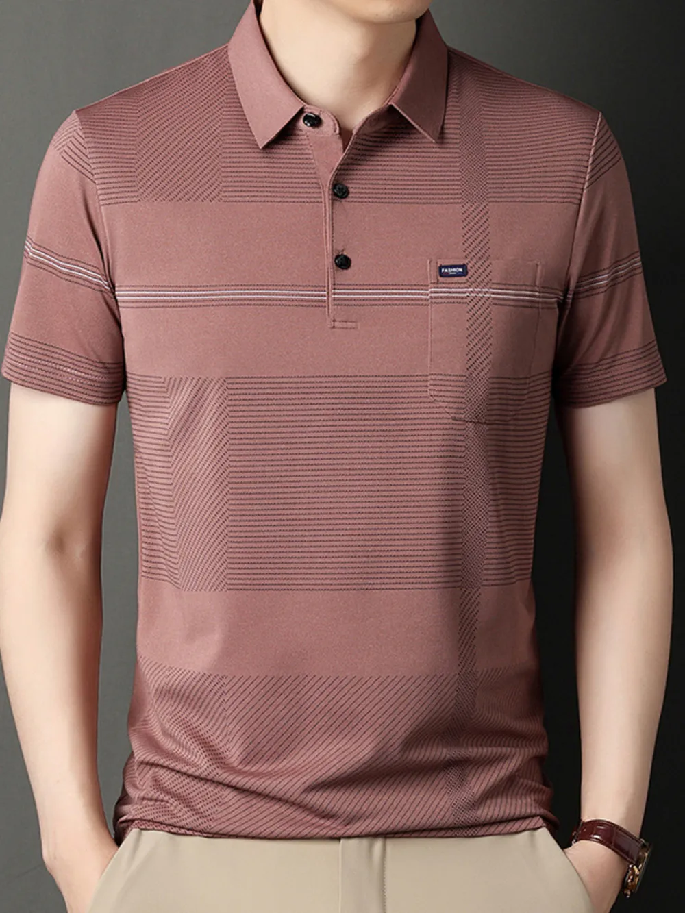 Men's Plus Size Breathable Short Sleeve Polo, image 4