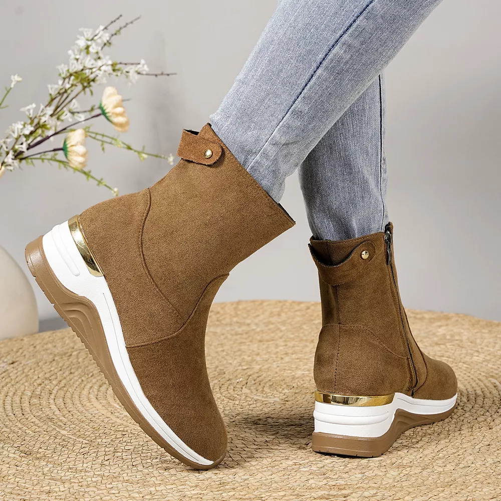 Suede Ankle Boots with Wedge Heel, image 13