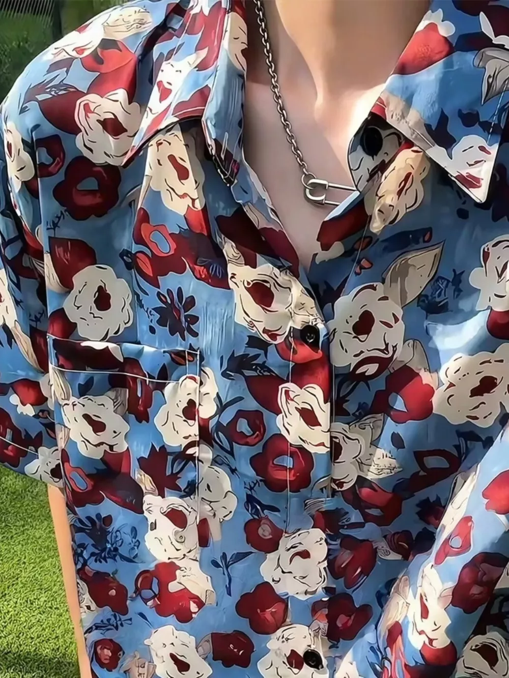 Men's Plus Size Floral Print Short-Sleeve Shirt, image 2