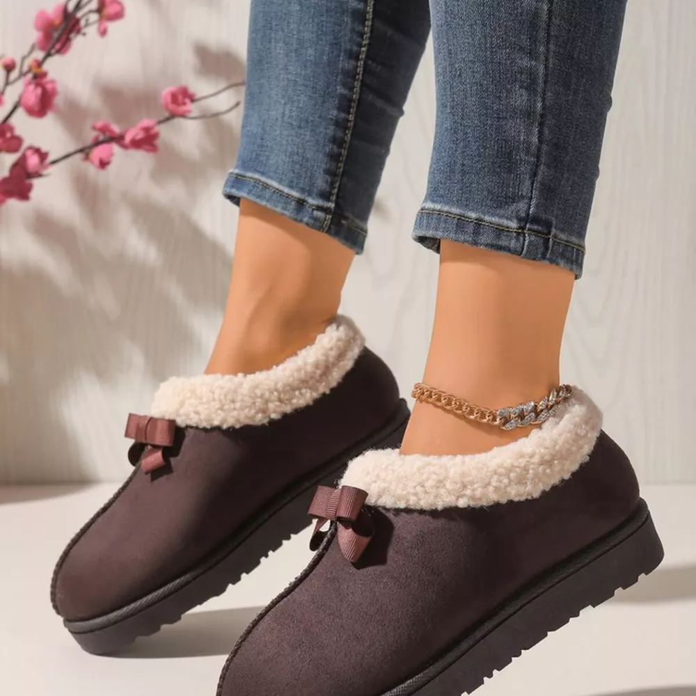 Cozy Bowknot Plush Lined Slip-Ons, image 21