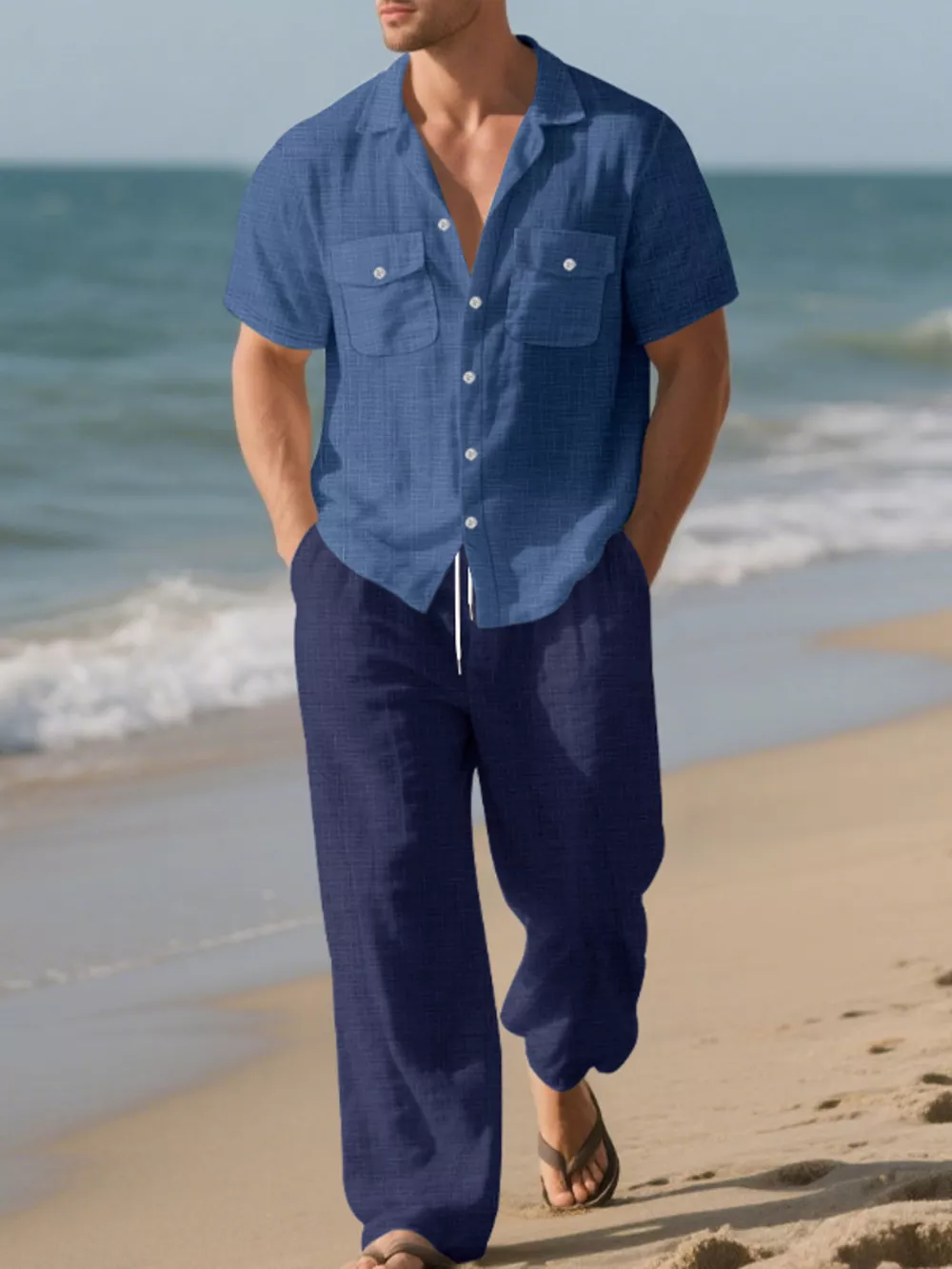 Men's Full Size Casual Button Up Shirt and Pants Set Plus Size, image 9