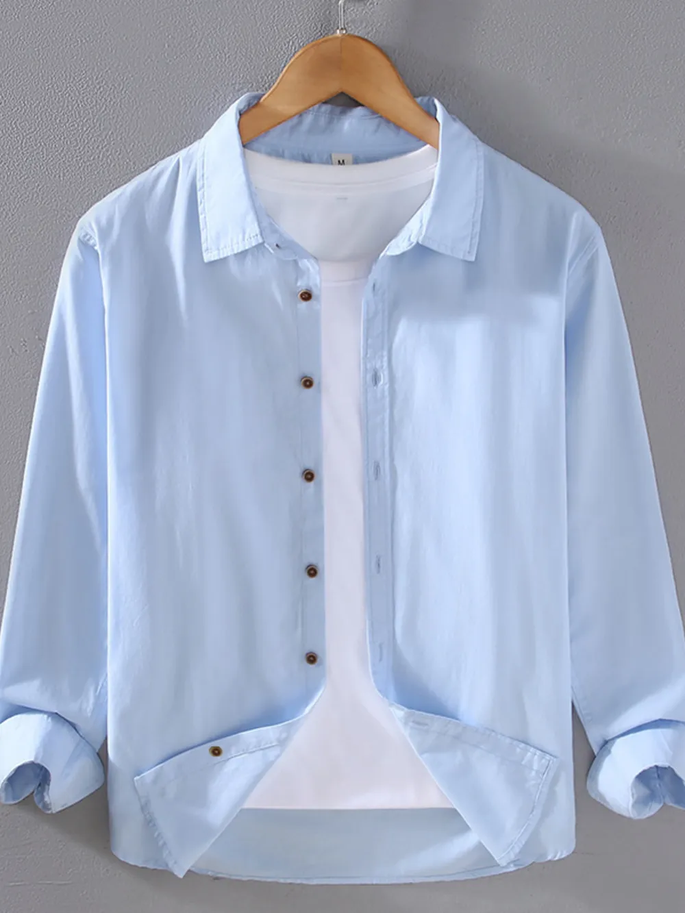 Men's Plus Size Button-Up Shirt with Rolled Sleeves, image 2