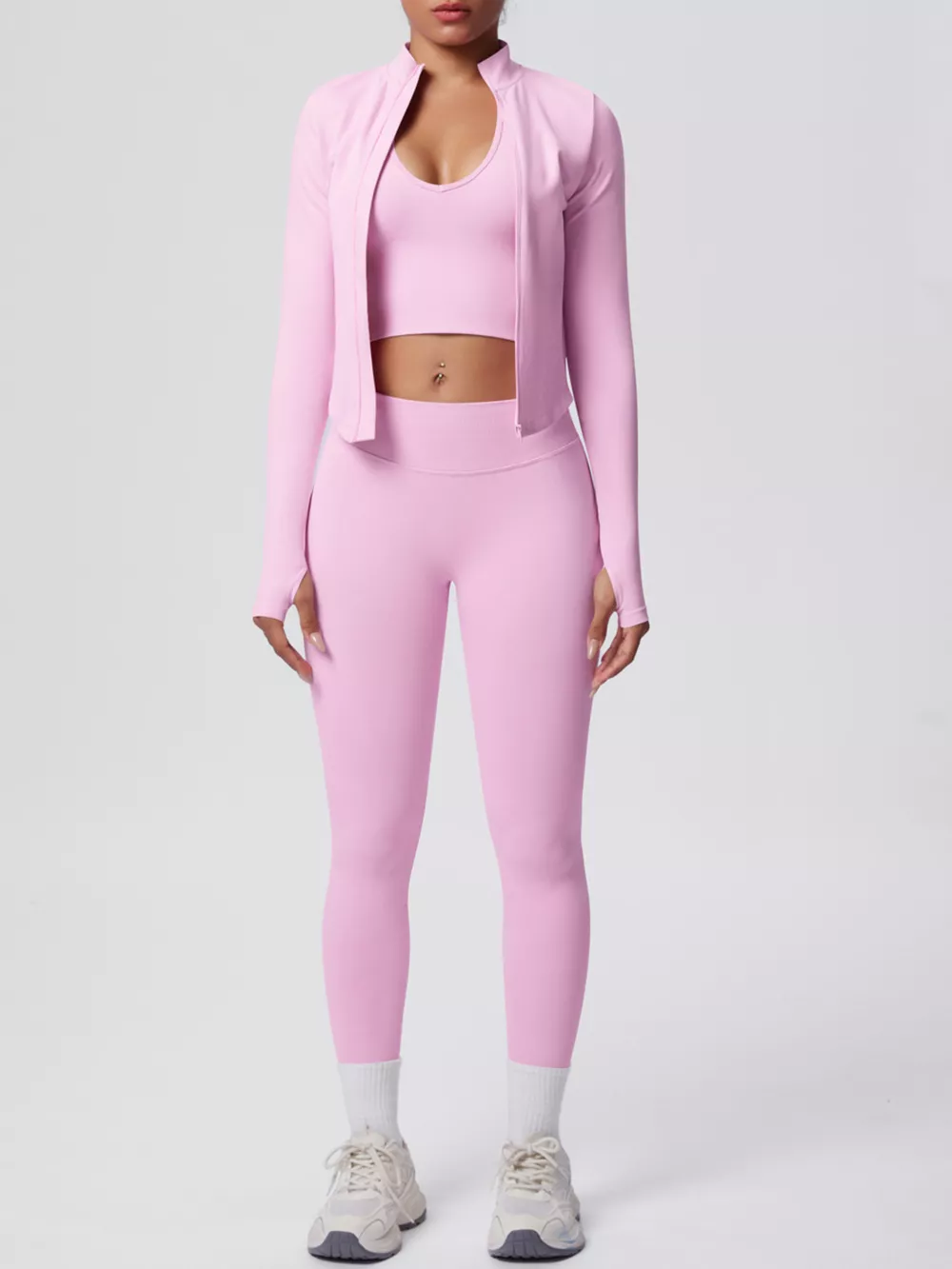 Tank & Zip-Up Jacket and Leggings Three-Piece Active Set, image 33