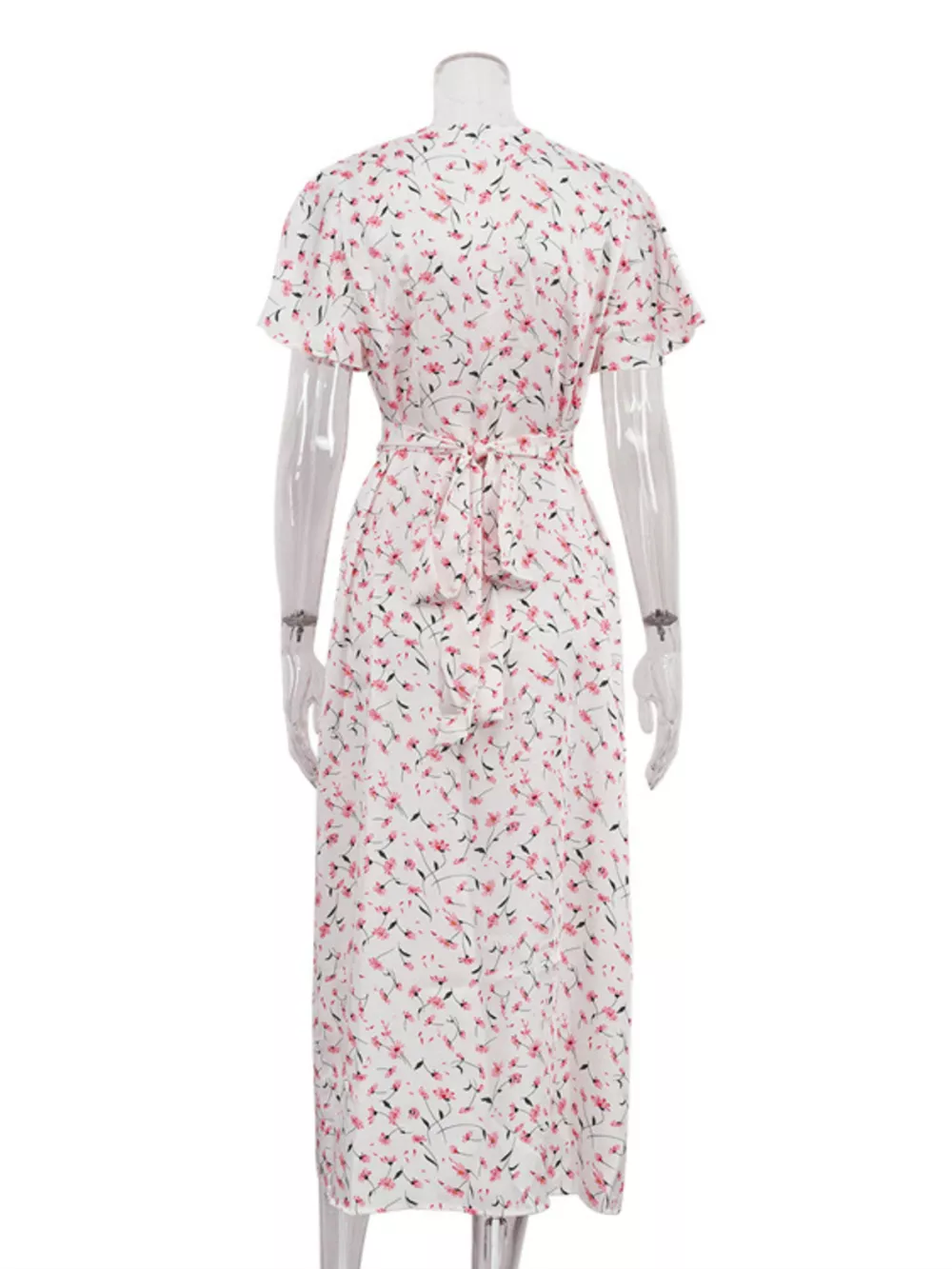 Floral Print V-Neck Flutter Sleeves Midi Dress, image 7