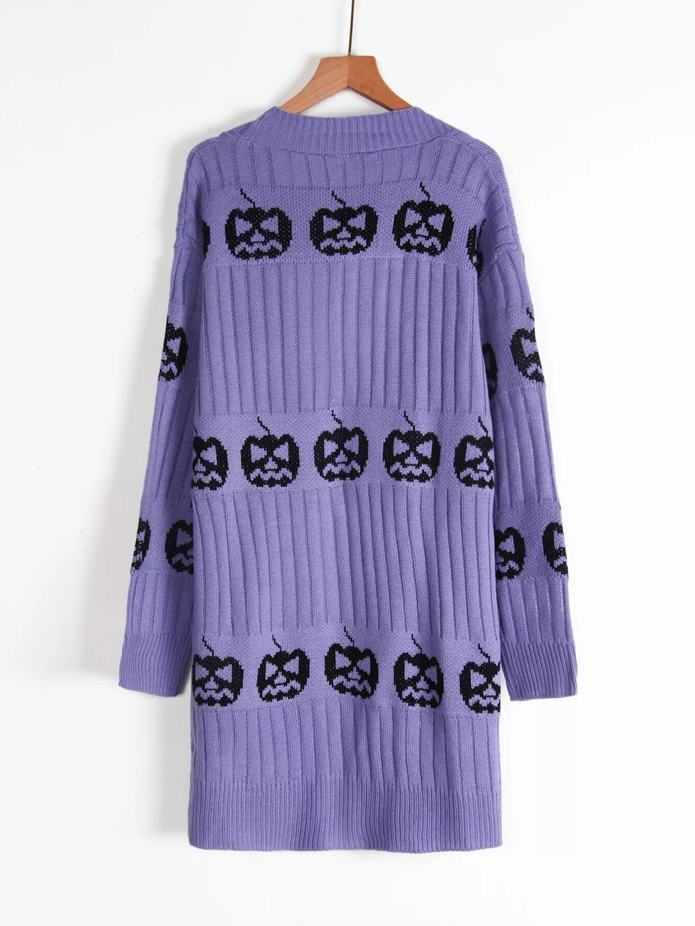 Halloween Pumpkin Open Front Knit Cardigan, image 14