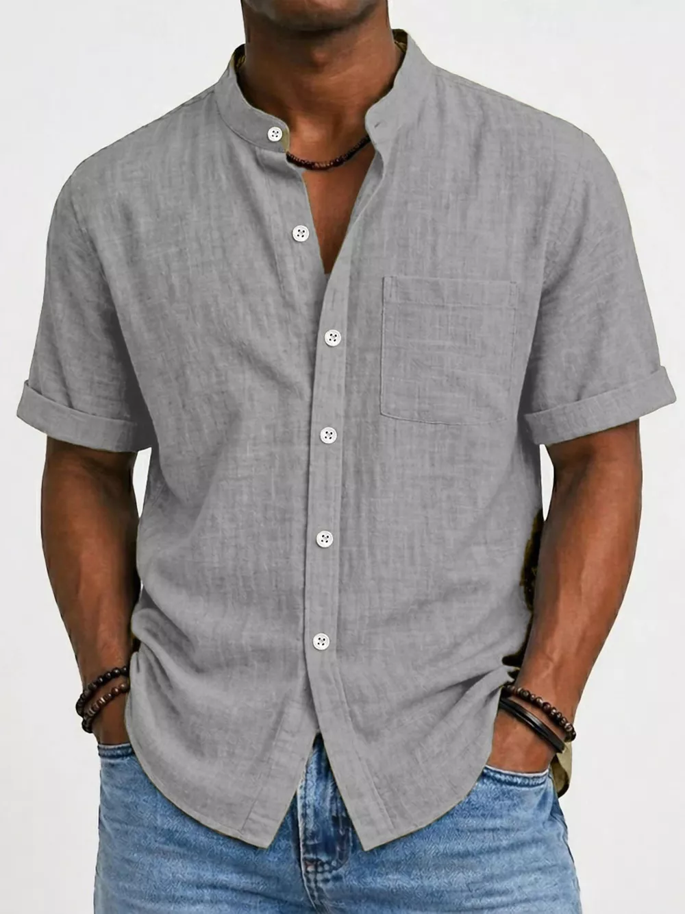 Men's Full Size Button Up Short Sleeve Shirt Plus Size, image 4