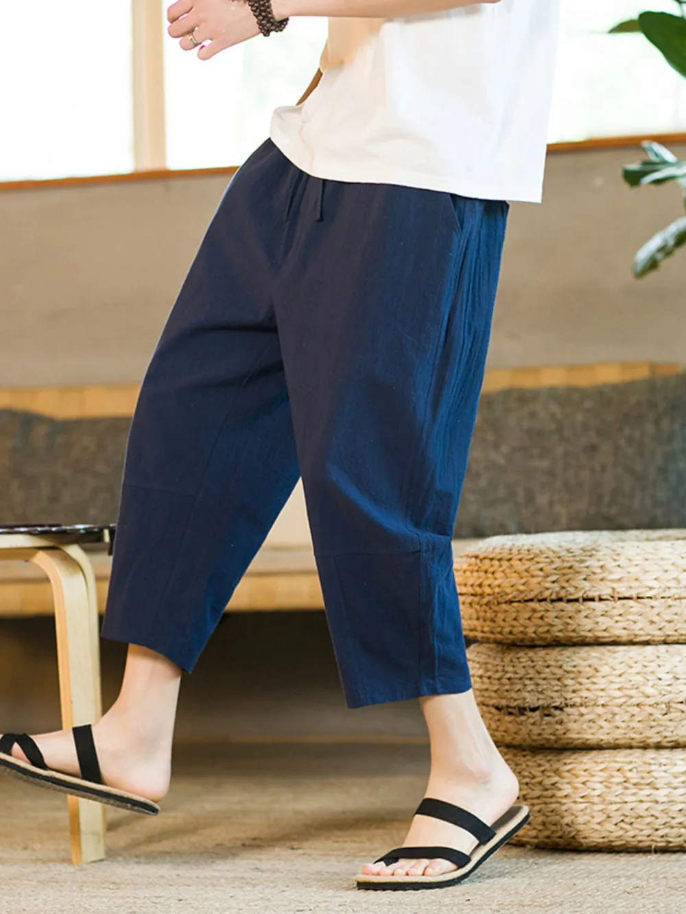 Men's Drawstring Wide Leg Pants, image 3