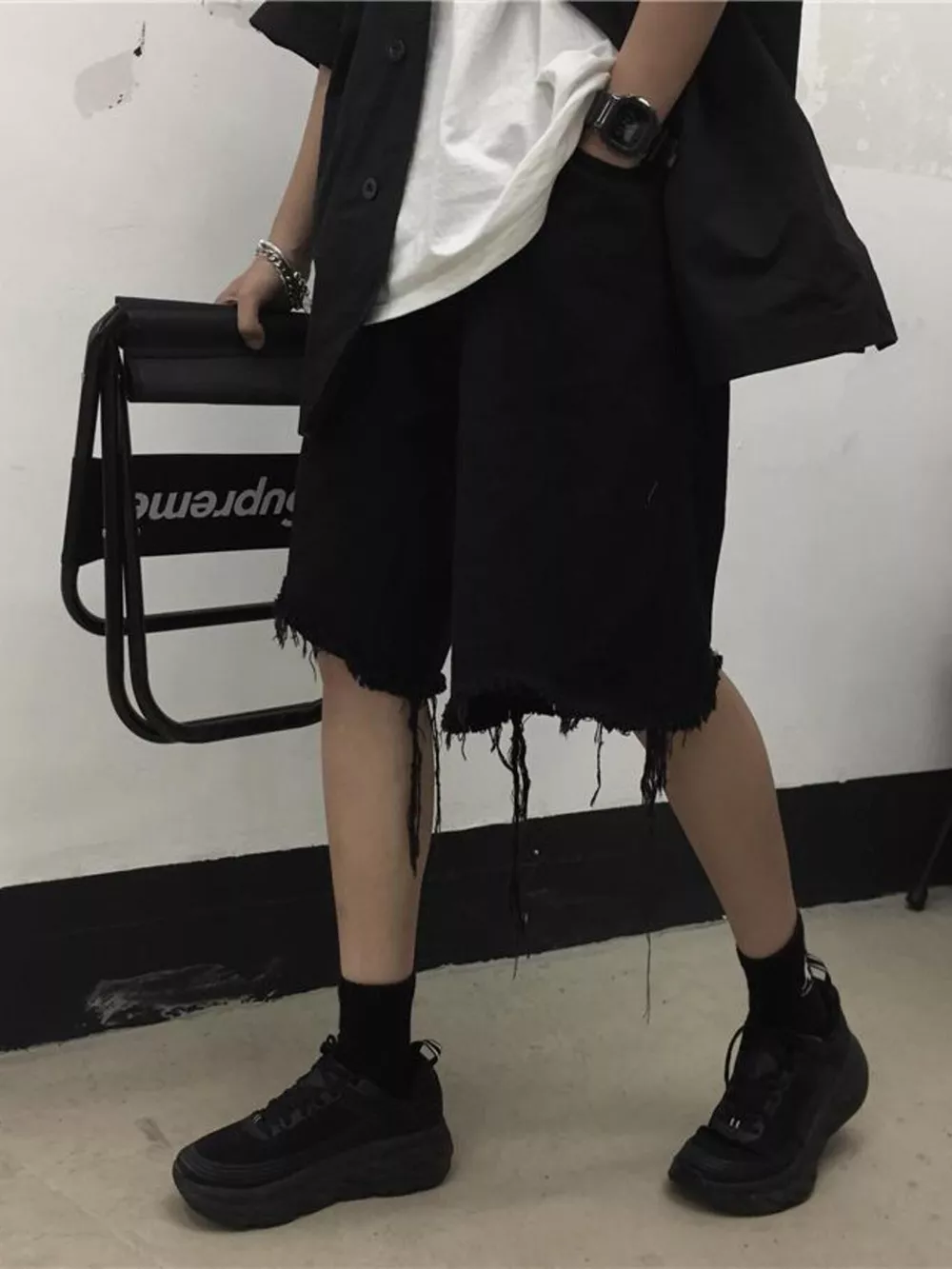 Men's Full Size Raw Hem Shorts Plus Size