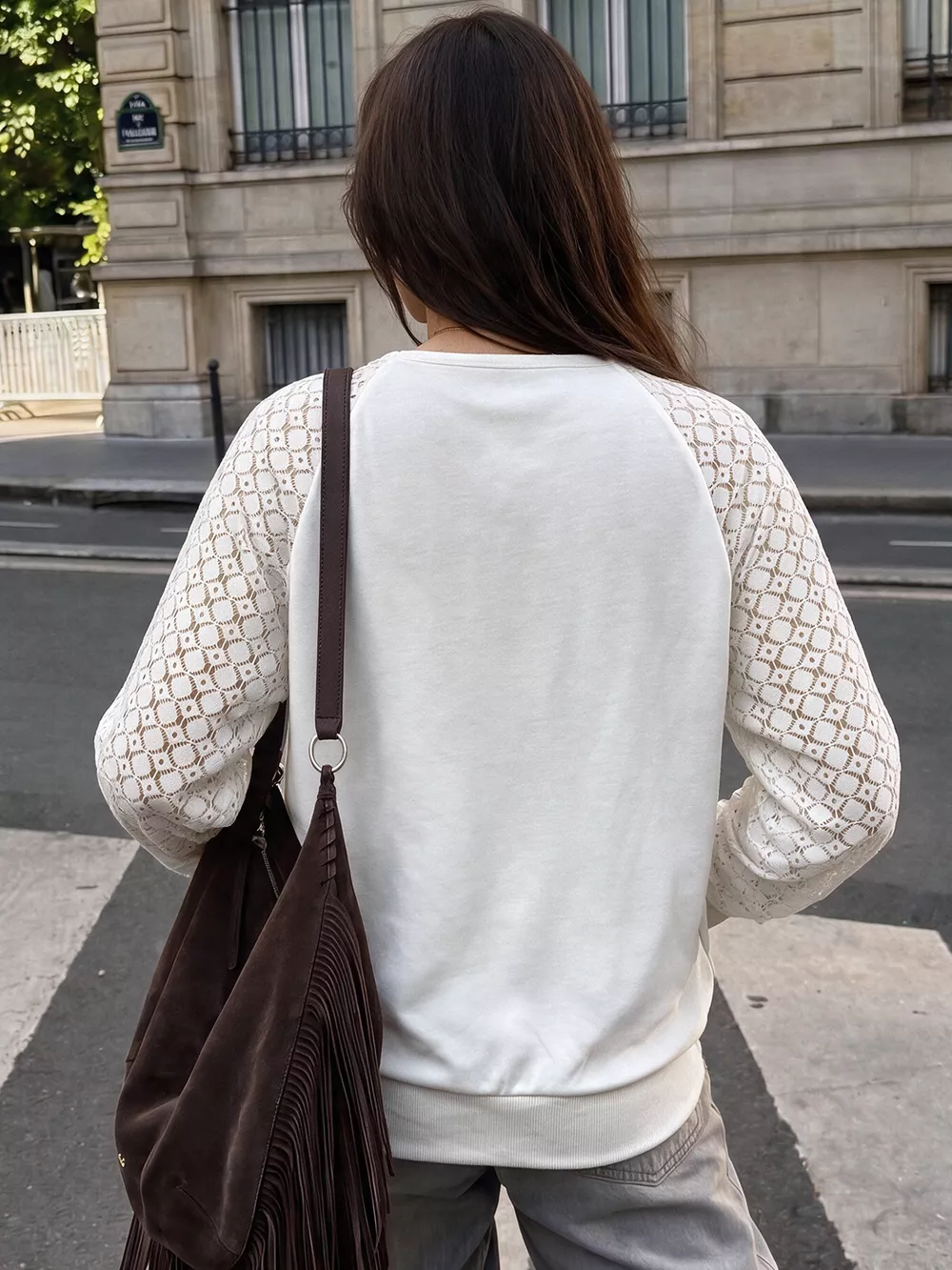Lace Raglan Sleeve Sweatshirt, image 6