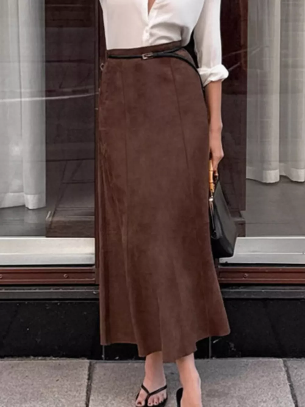 Suede Midi Skirt