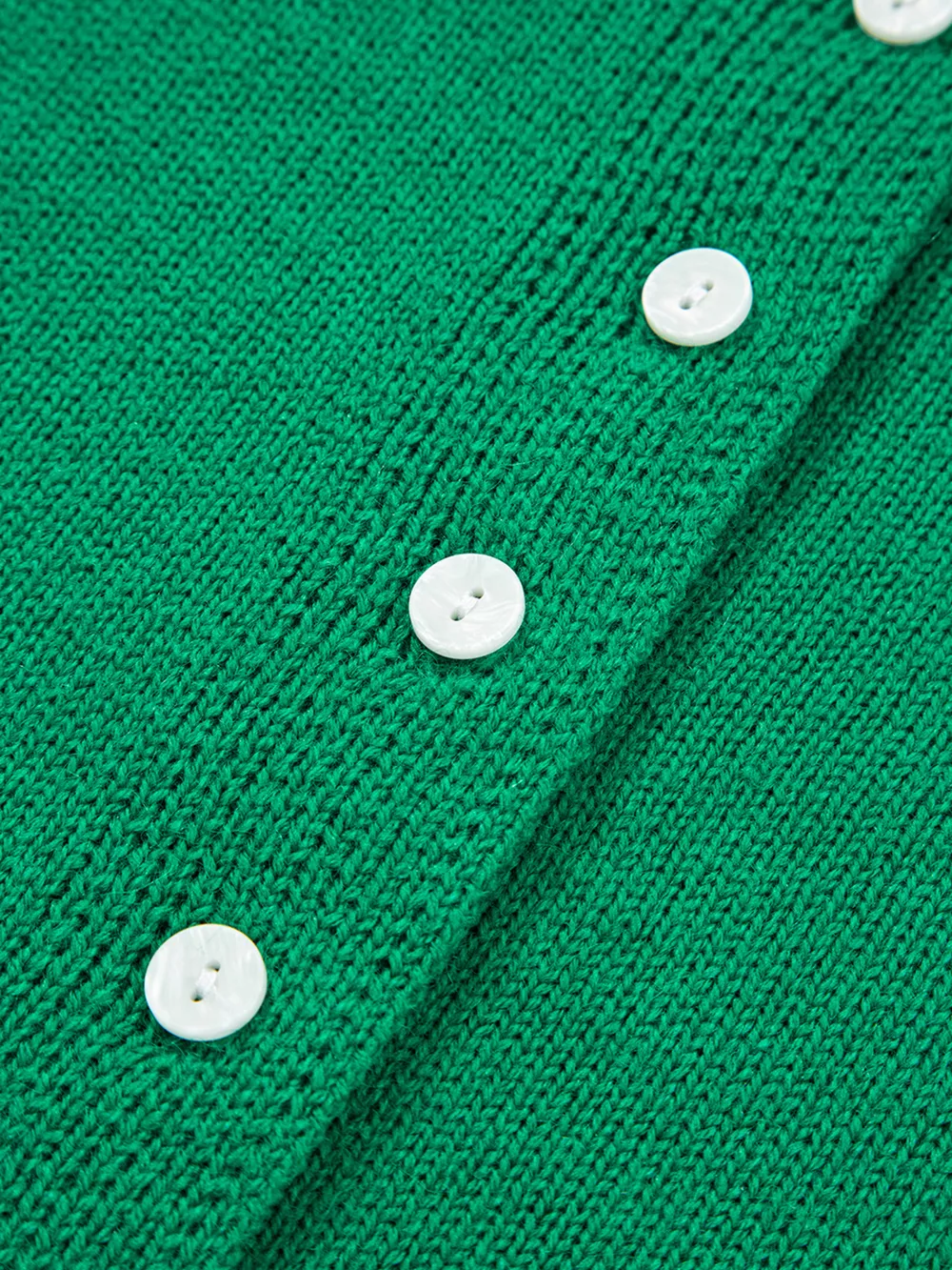 Solid Color Knit Button Drop Shoulder Sweater Cardigan, image 7