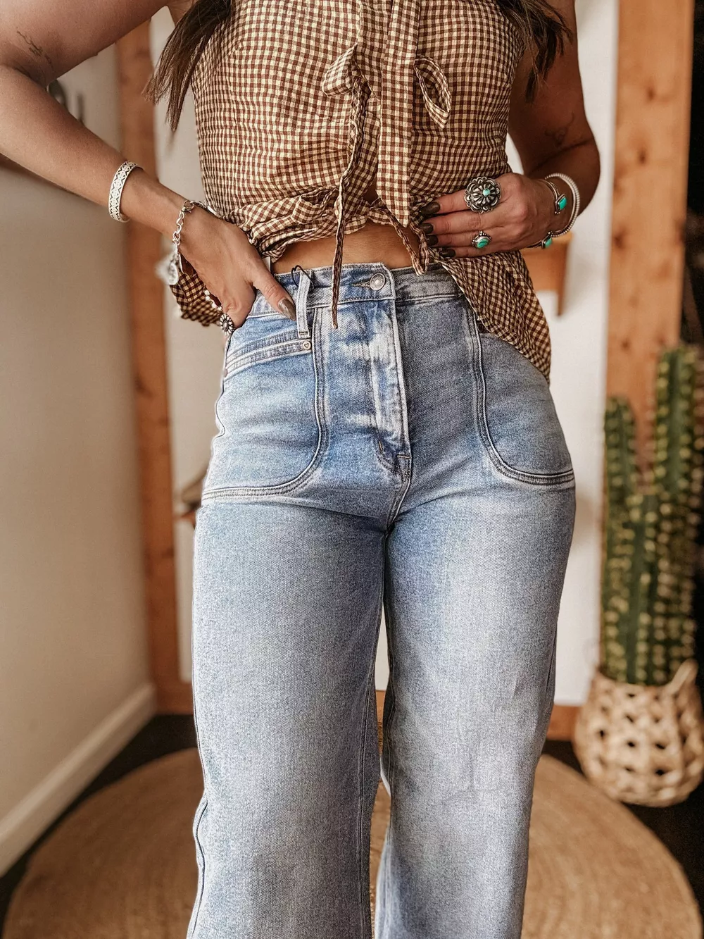 Wide Leg Wash Jeans, image 2