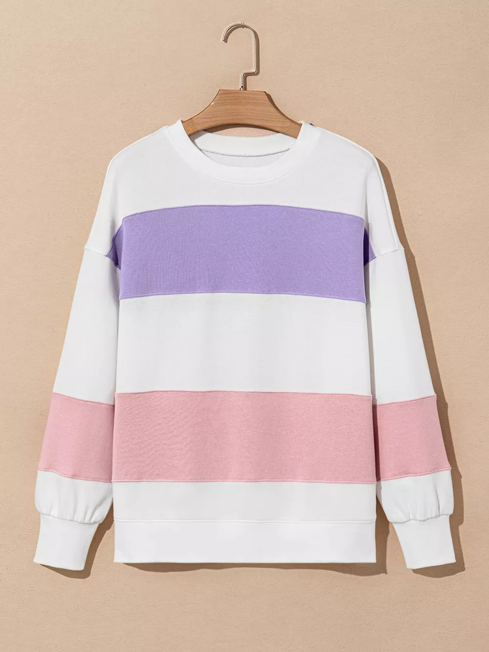 Colorblock Patchwork Drop Shoulder Crewneck Sweatshirt, image 7