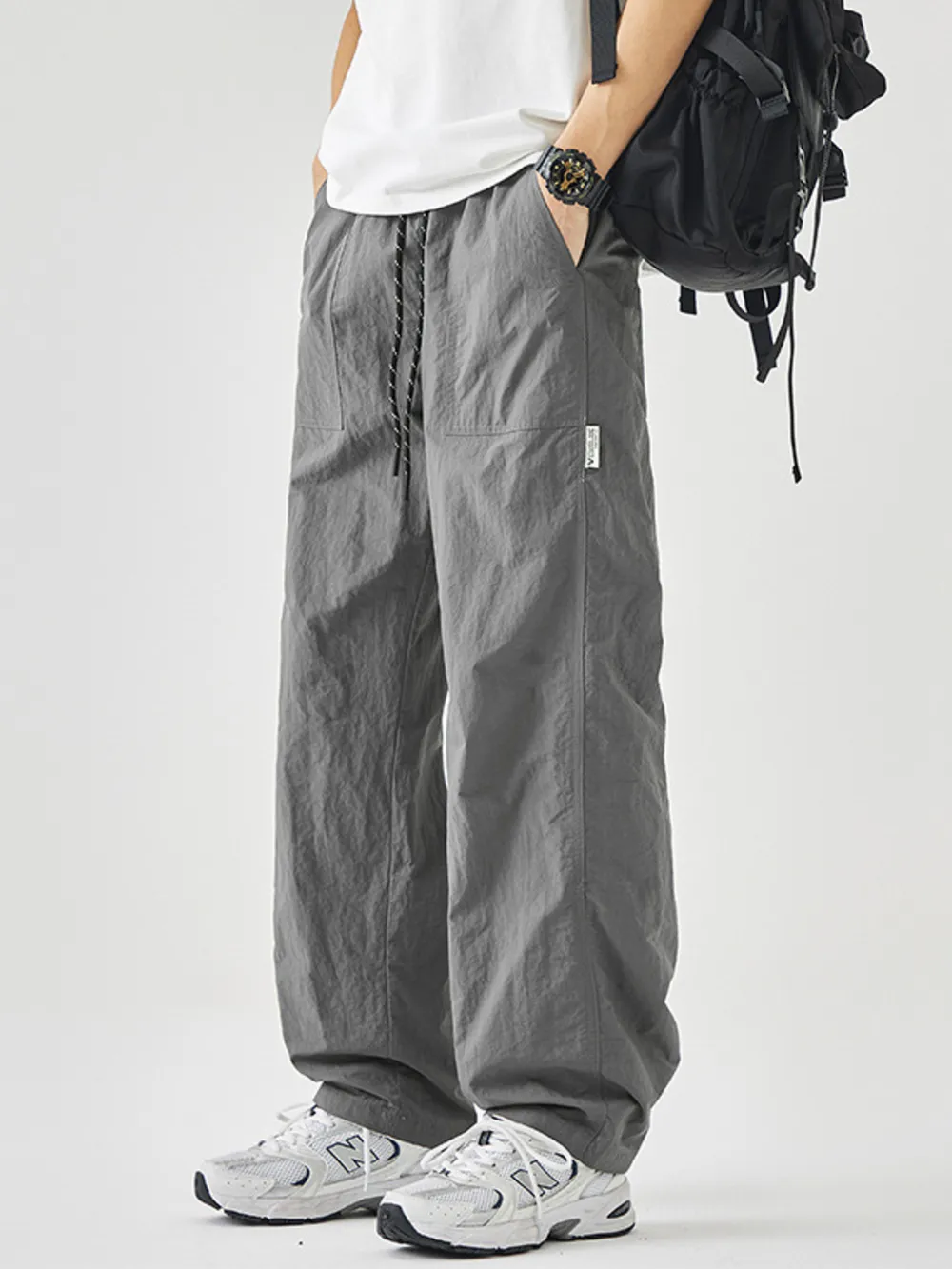 Men's Plus Size Drawstring Wide Leg Pants, image 2