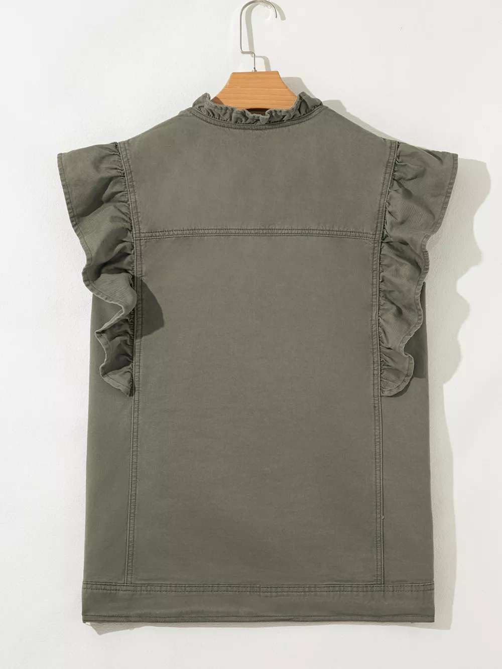 Ruffled Patchwork Denim Jacket Vest, image 4