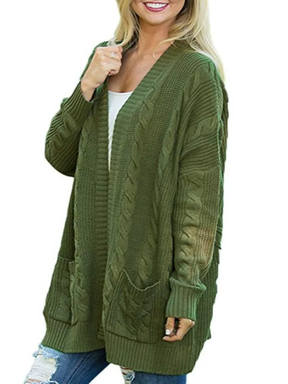 Chunky Knit Open Front Cardigan, image 15
