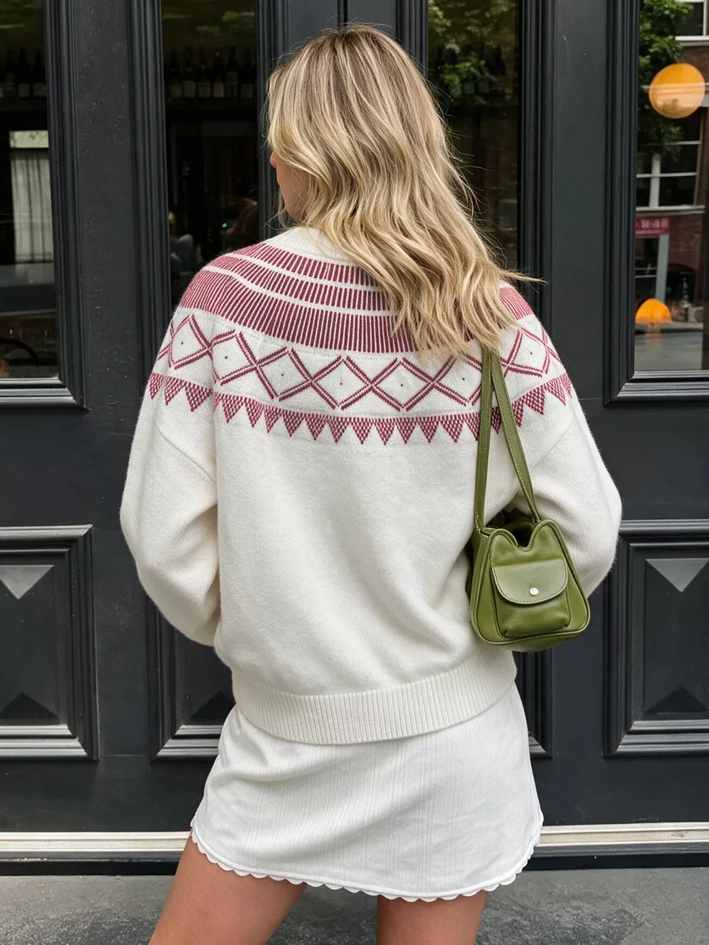 Geometric Crew Neck Knit Sweater, image 7