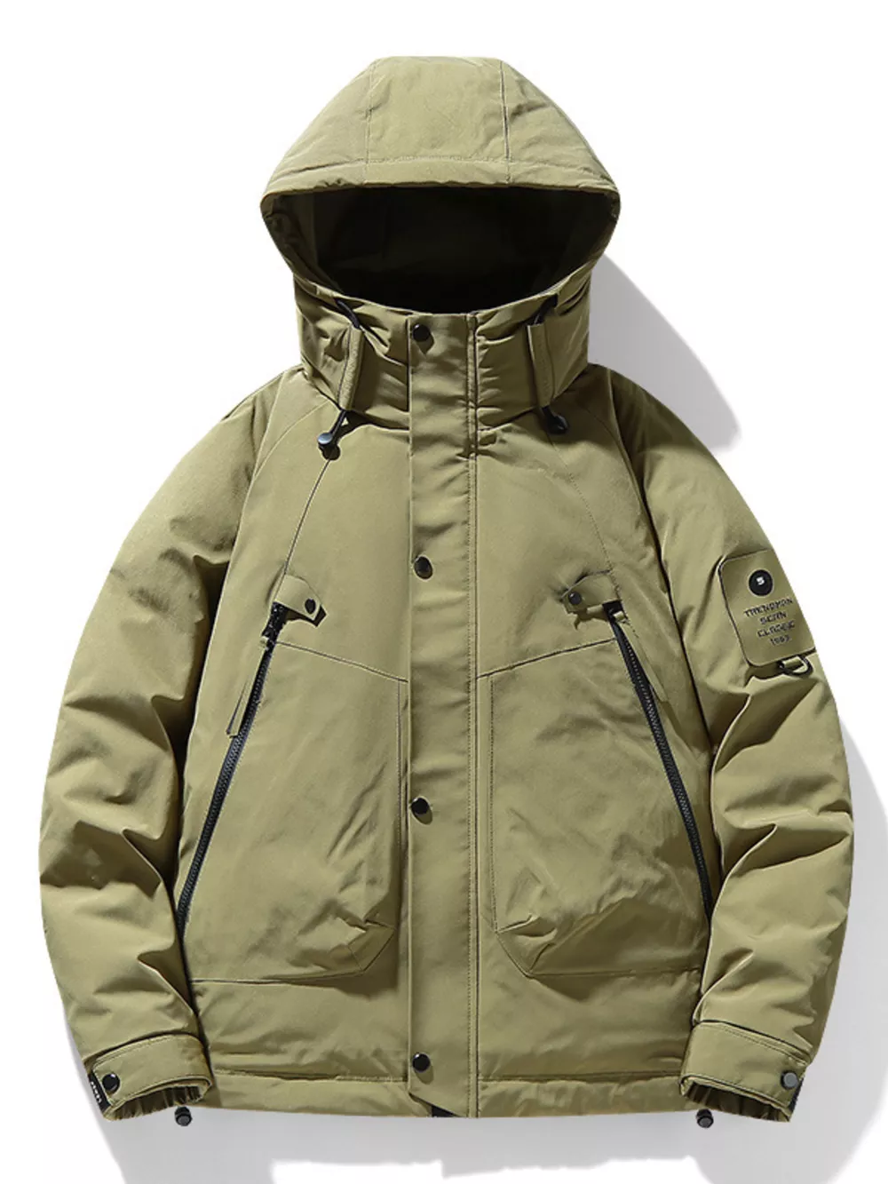 Men's Plus Size Hooded Puffer Jacket with Multiple Pockets, image 2