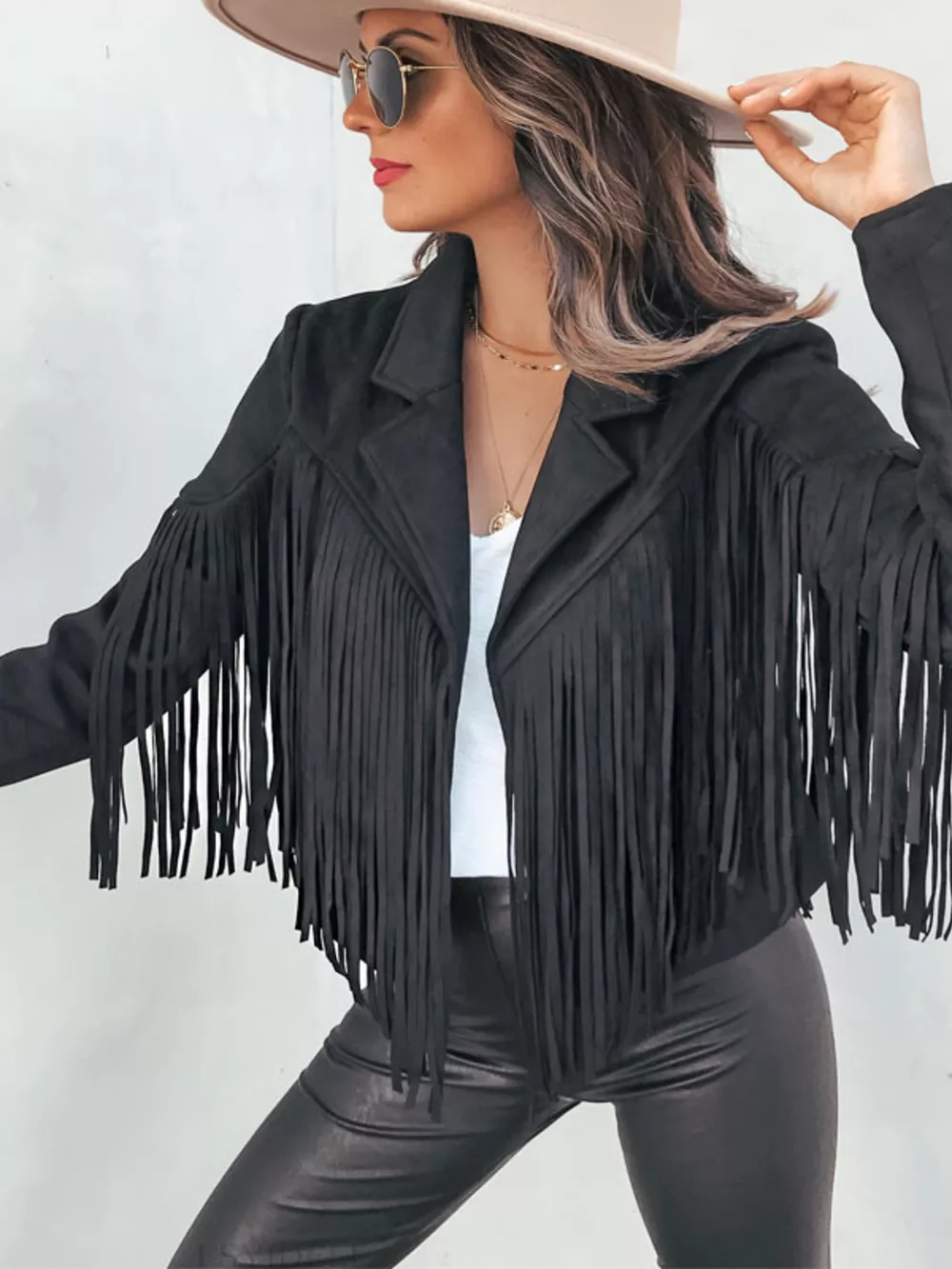 Fringe Open Front Cropped Jacket, image 6