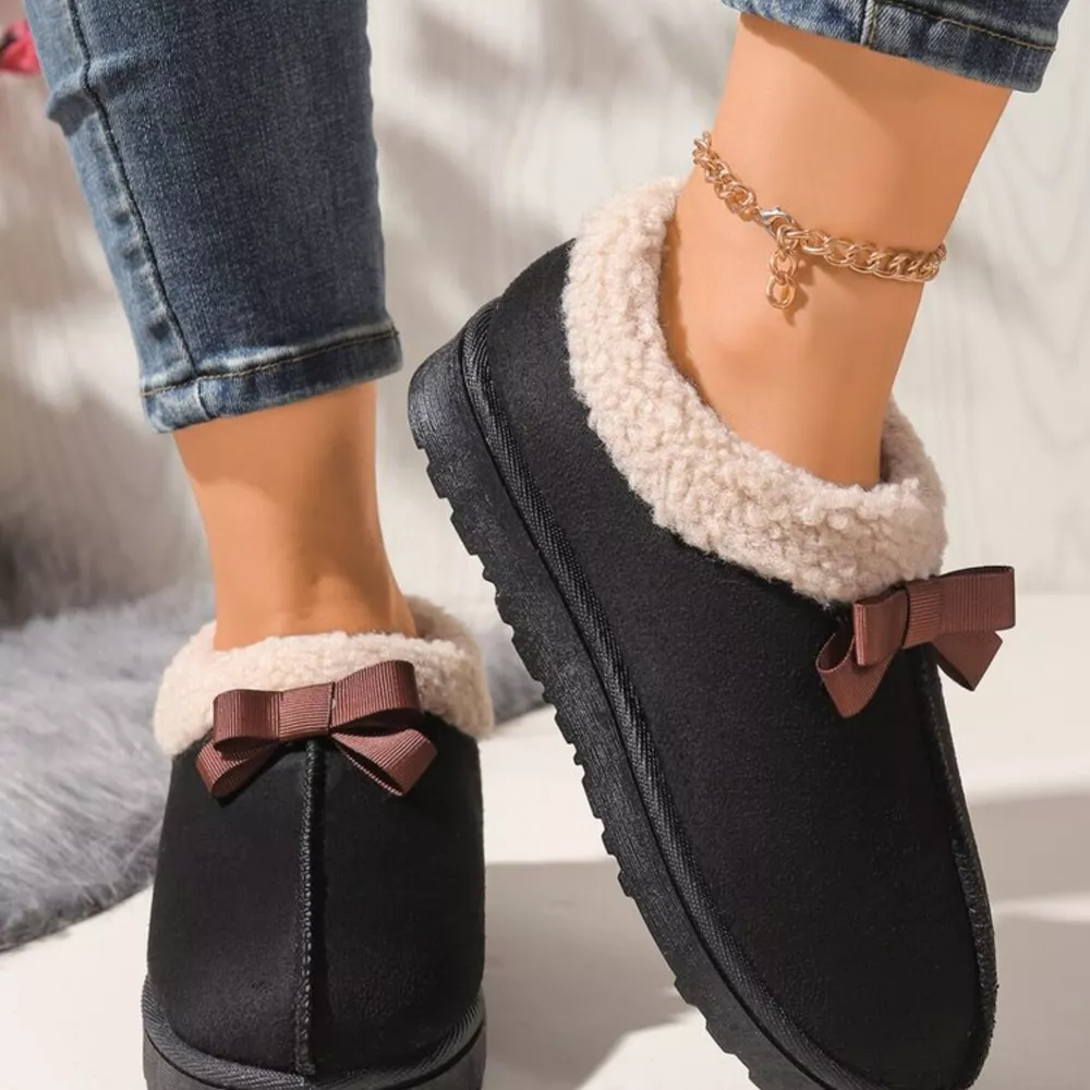 Cozy Bowknot Plush Lined Slip-Ons, image 5
