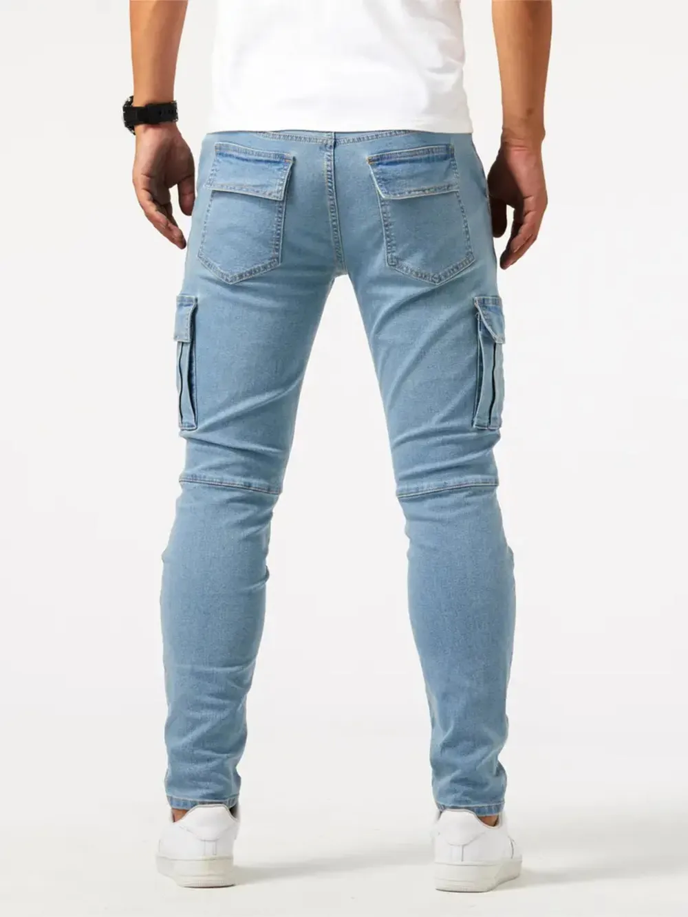 Men's Plus Size Skinny Cargo Jeans, image 2