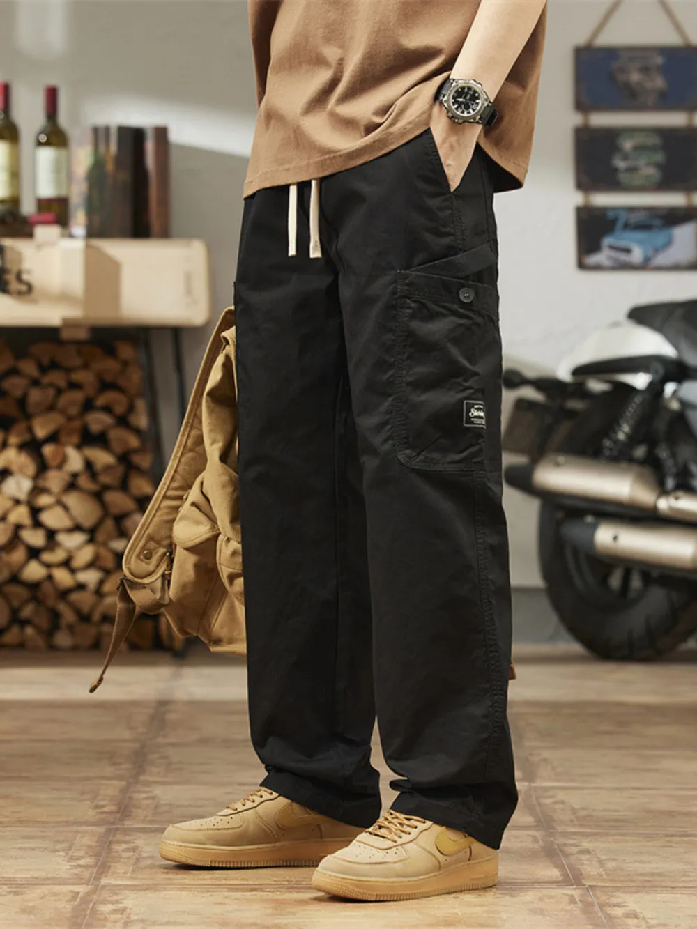 Men's Plus Size Wide Leg Cargo Pants, image 9