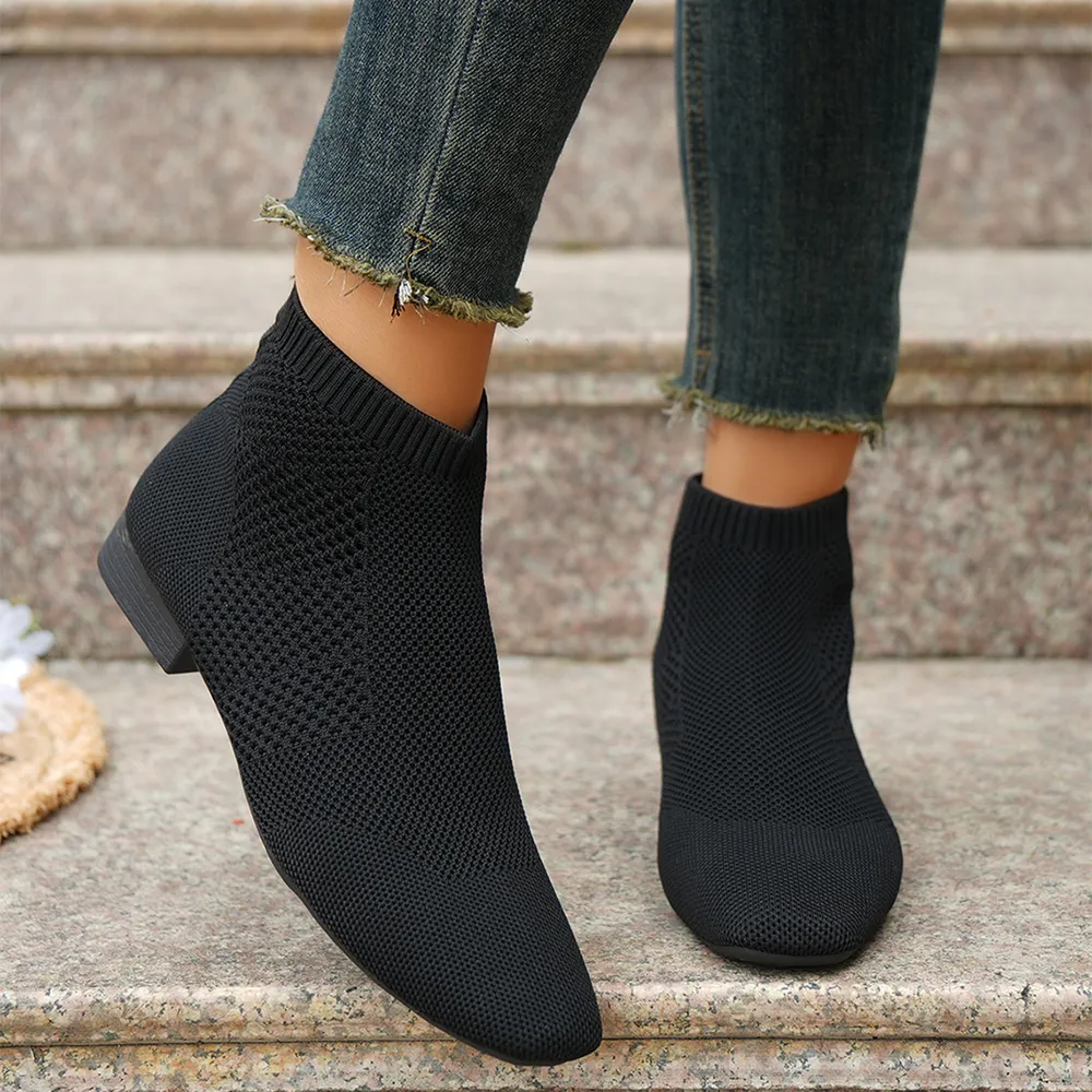 Mesh Knit Ankle Boots with Stretch Comfort Fit, image 2