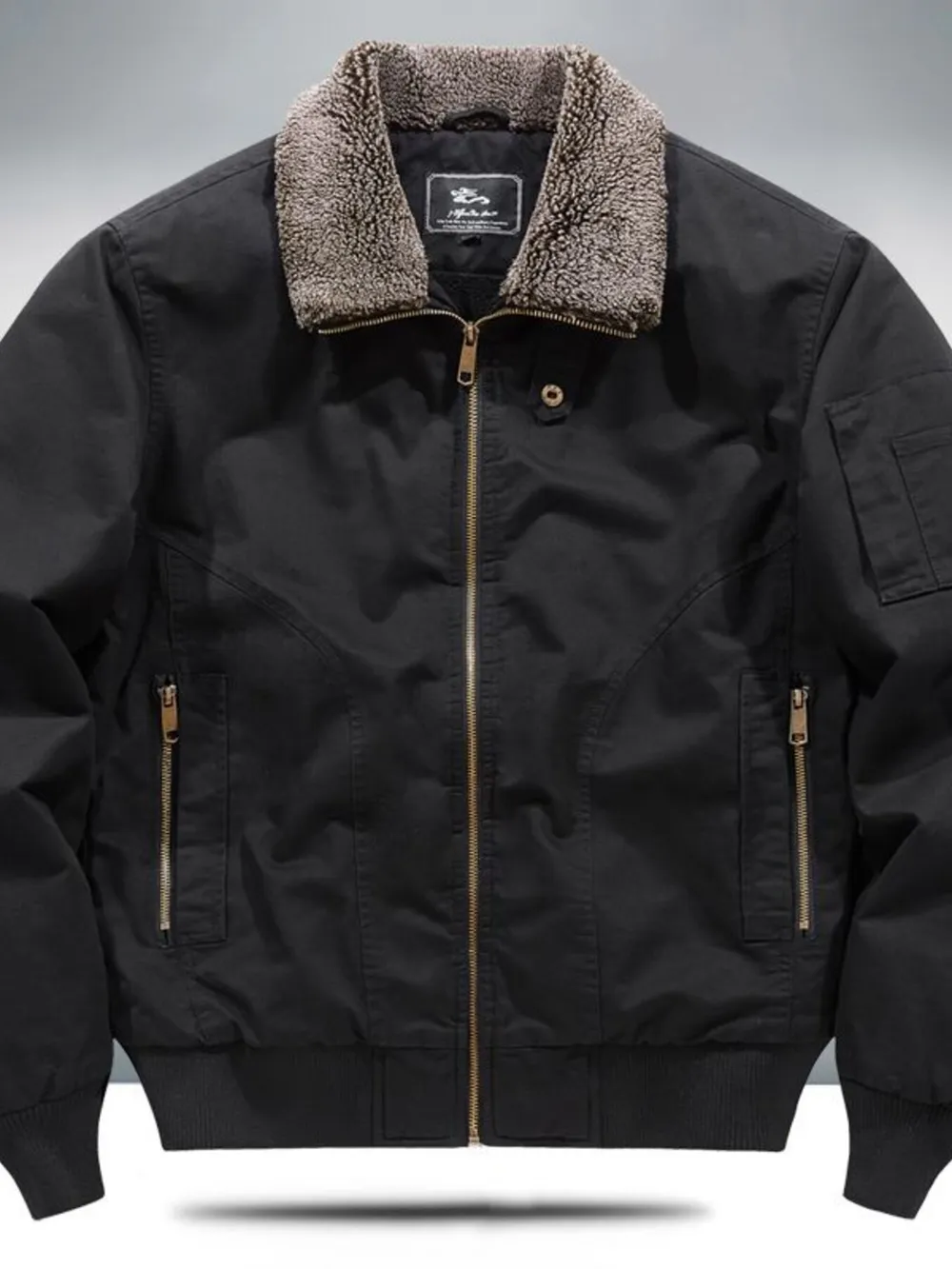 Men's Plus Size Sherpa Lined Zip Up Jacket, image 2