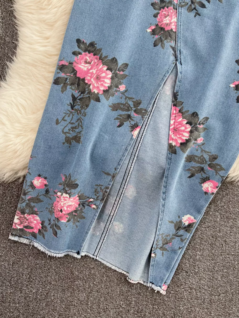 Floral Print Sweetheart Neck Cami and Skirt Denim Set, image 13