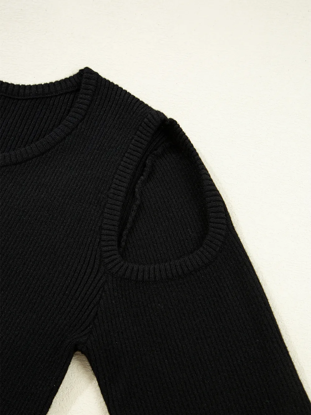 Ribbed Knit Cold Shoulder Sweater, image 7