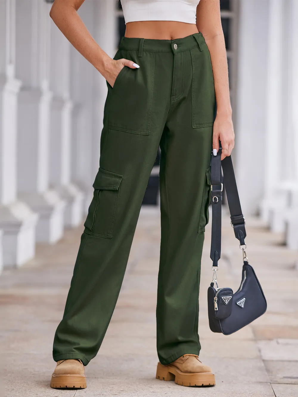 High-Waisted Cargo Jeans, image 10