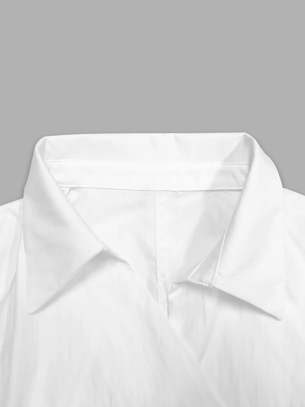Asymmetric Collared Neck Long Sleeve Shirt, image 4