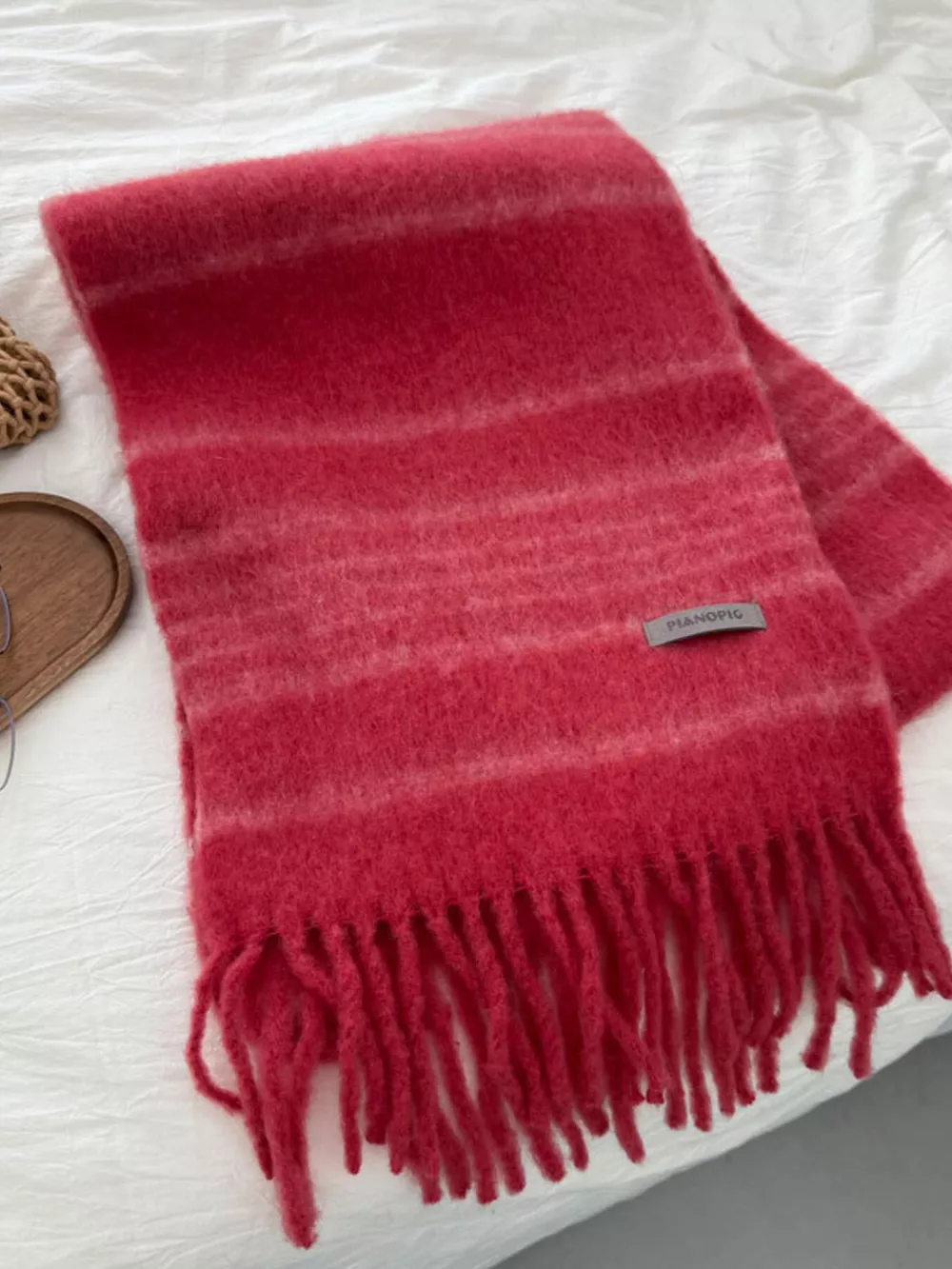 Cozy Striped Fringe Hem Scarf, image 12