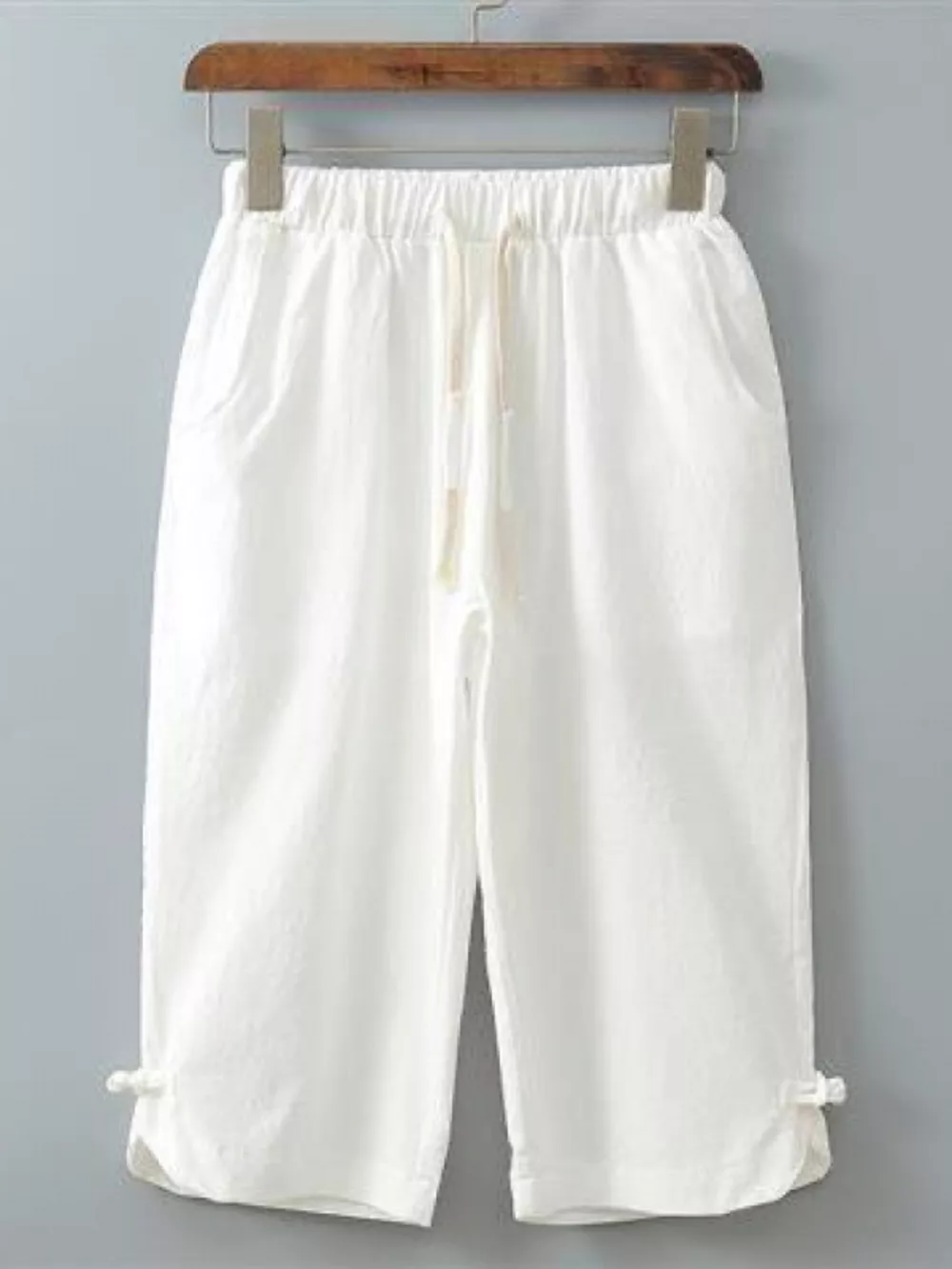 Men's Plus Size Casual Cropped Pants with Drawstring, image 3