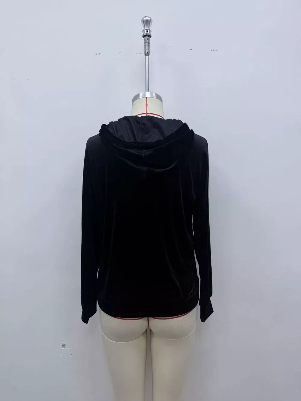 Full Size Velvet Kangaroo Pocket Hoodie Plus Size, image 9