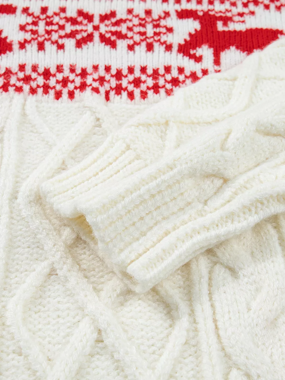 Reindeer Pattern Cable Knit Christmas Fashion Sweater, image 9