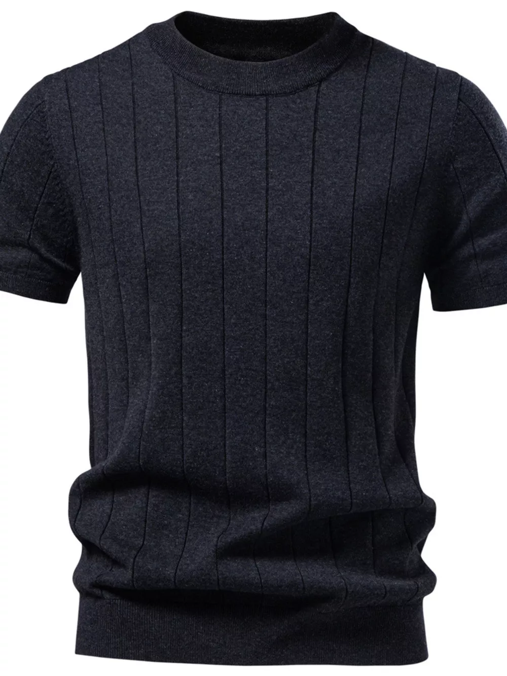 Men's Ribbed Knit Short Sleeve Sweater, image 4