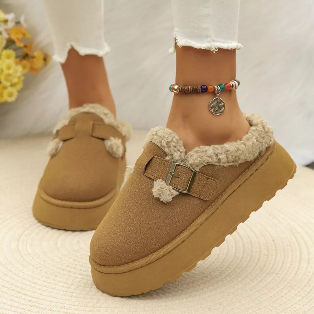 Round Toe Platform Fleece-Lined Slip-Ons, image 4