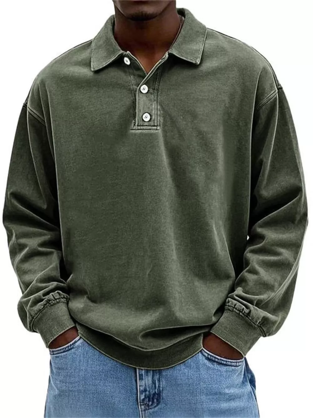 Men's Full Size Vintage Washed Long Sleeve Top Plus Size, image 8