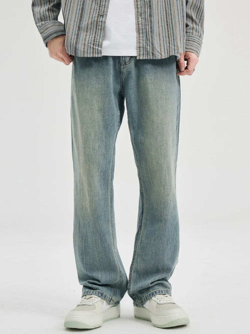 Men's Washed Wide Leg Jeans