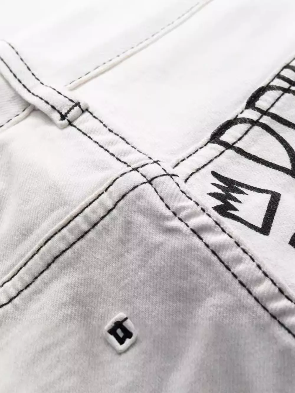 Men's Graffiti Print Slim Fit Jeans, image 3