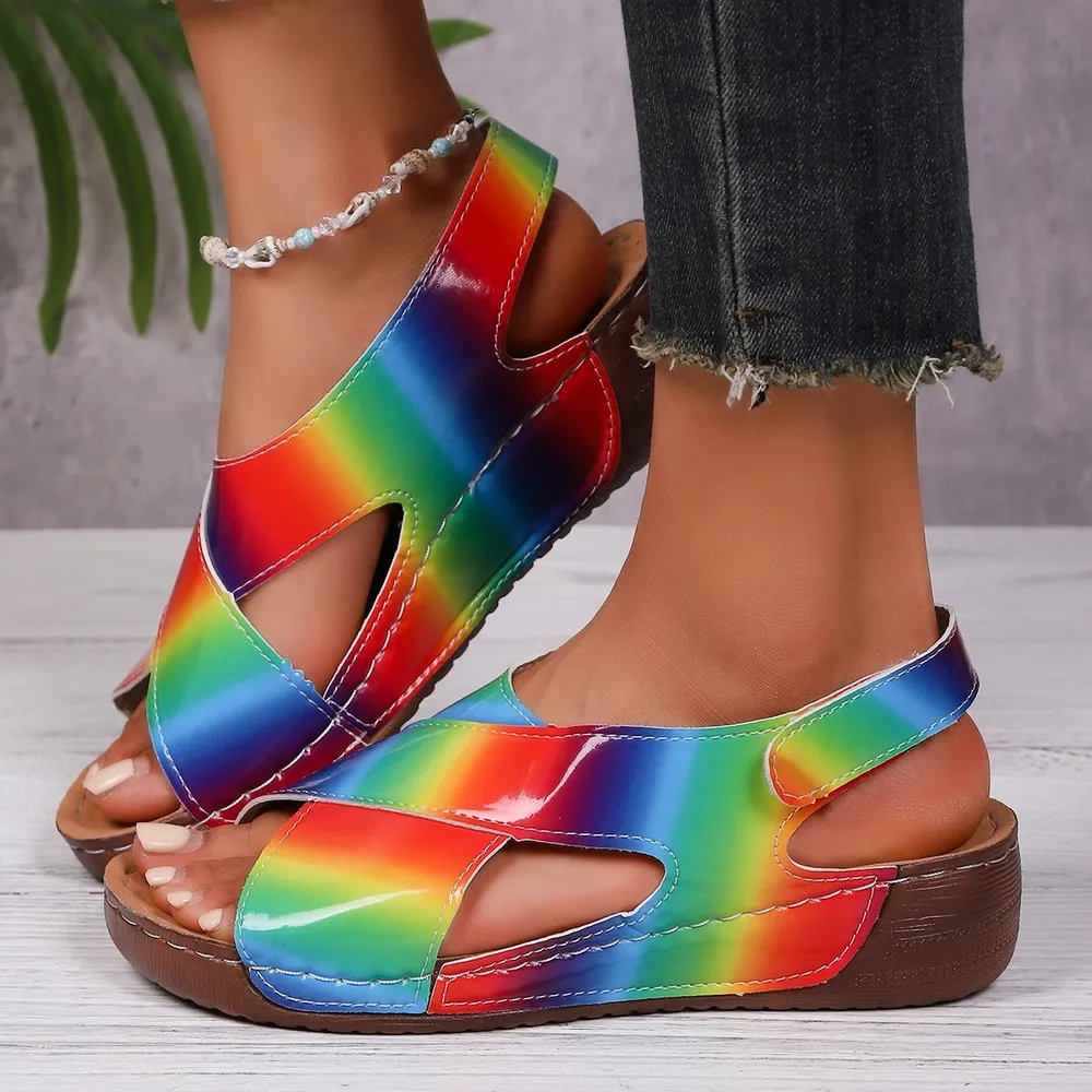 Colorful Cutout Wedge Sandals, image 6