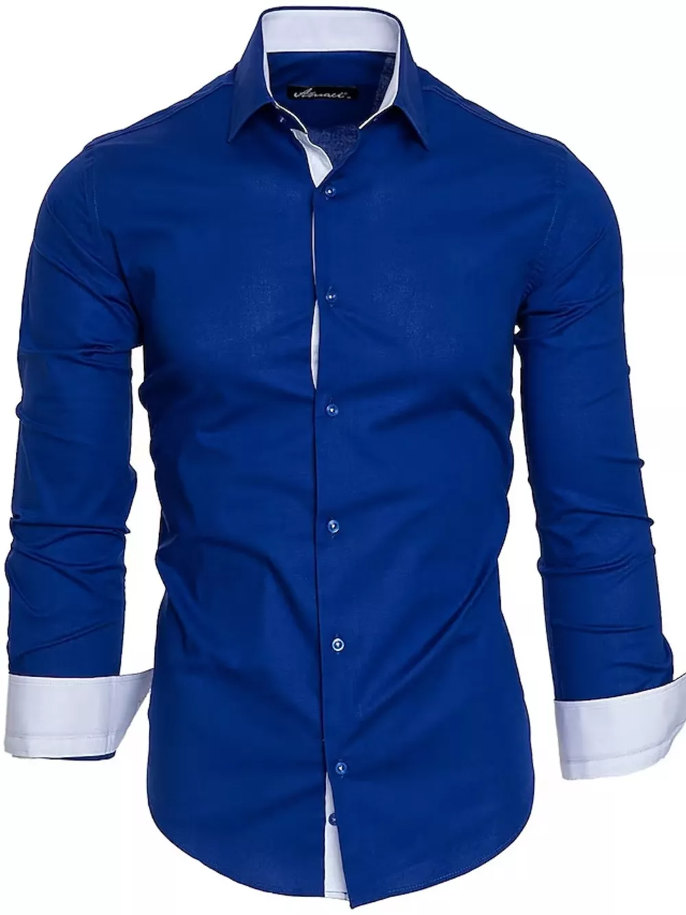 Men's Slim Fit Contrast Trim Long Sleeve Shirt, image 2