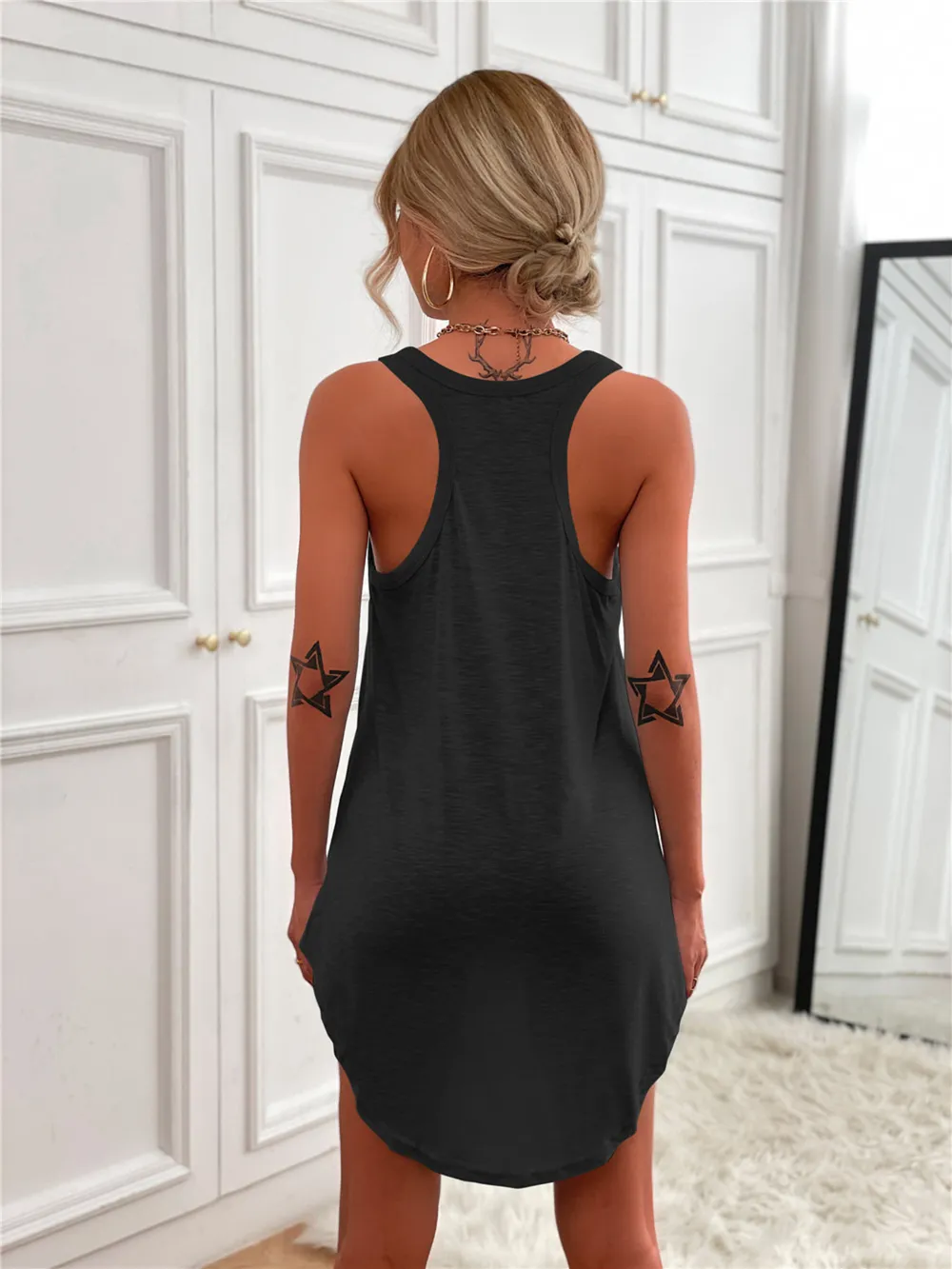 Casual Tank Mini Dress with Curved Hem, image 25